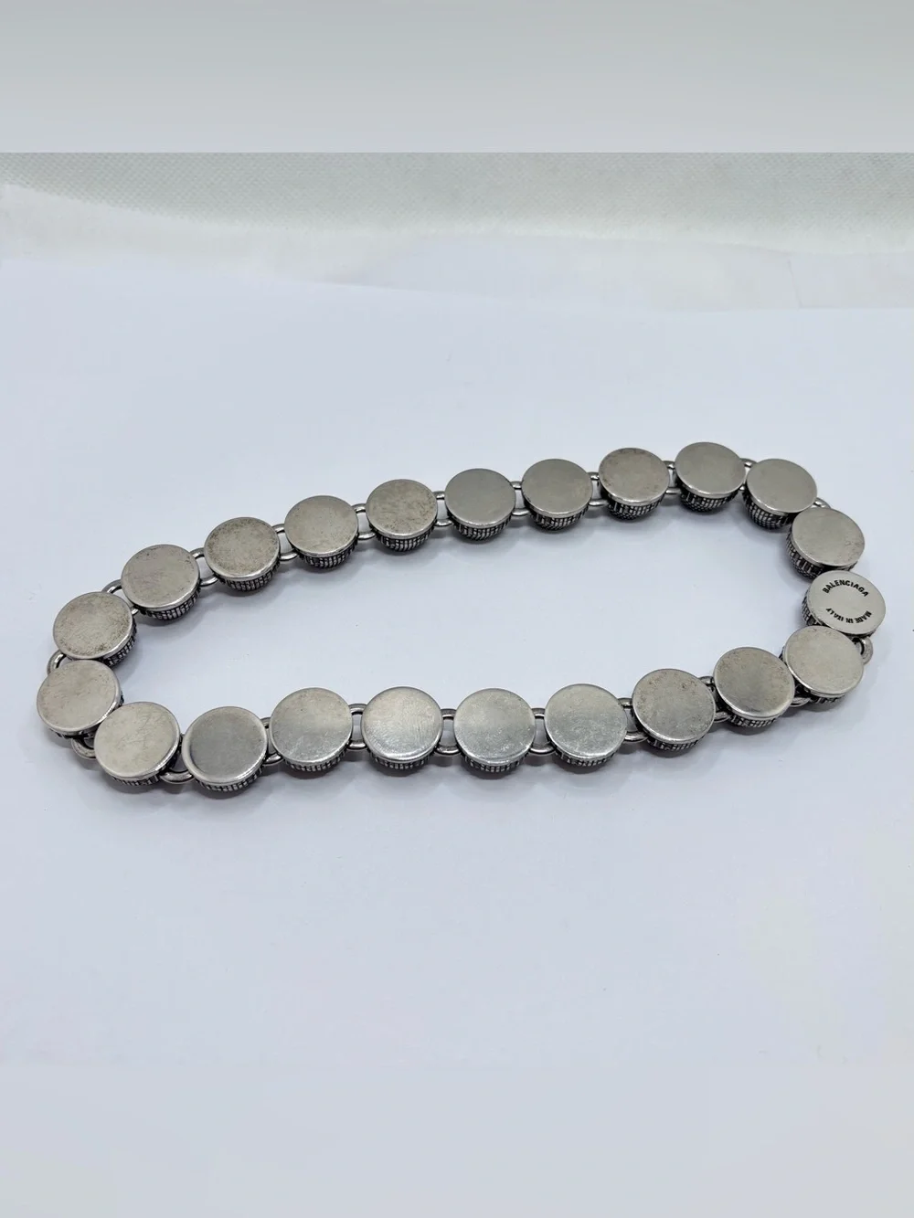 Balenciaga Silver Cagole Choker Necklace